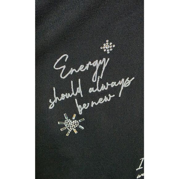 Karl Lagerfeld Paris Women's Embellished Metallic-Script T-Shirt Size Medium - Picture 3 of 6